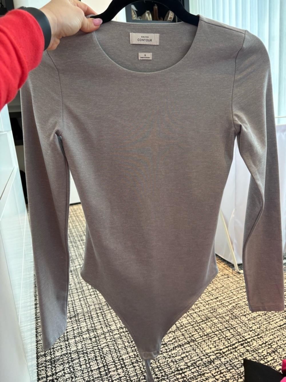 Women's Long-Sleeve Taupe Bodysuit